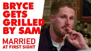 Bryce storms out of the Boys&#39; Night after being confronted by Sam | Married at First Sight 2021