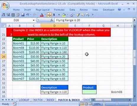 Excel Lookup Series #12: INDEX & MATCH functions Example 2! - YouTube