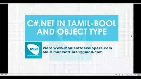 C#.Net in Tamil part 5 - bool and object Type