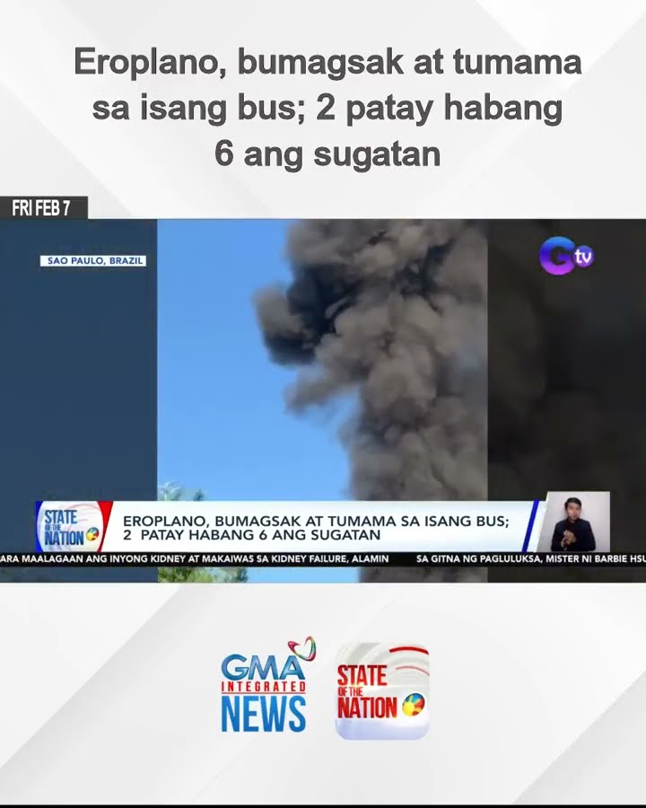 Eroplano, bumagsak at tumama sa isang bus; 2 patay habang 6 ang sugatan | SONA