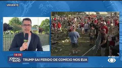 Trump é ferido por disparo na orelha durante comício nos EUA  Jornal da Band   YouTube
