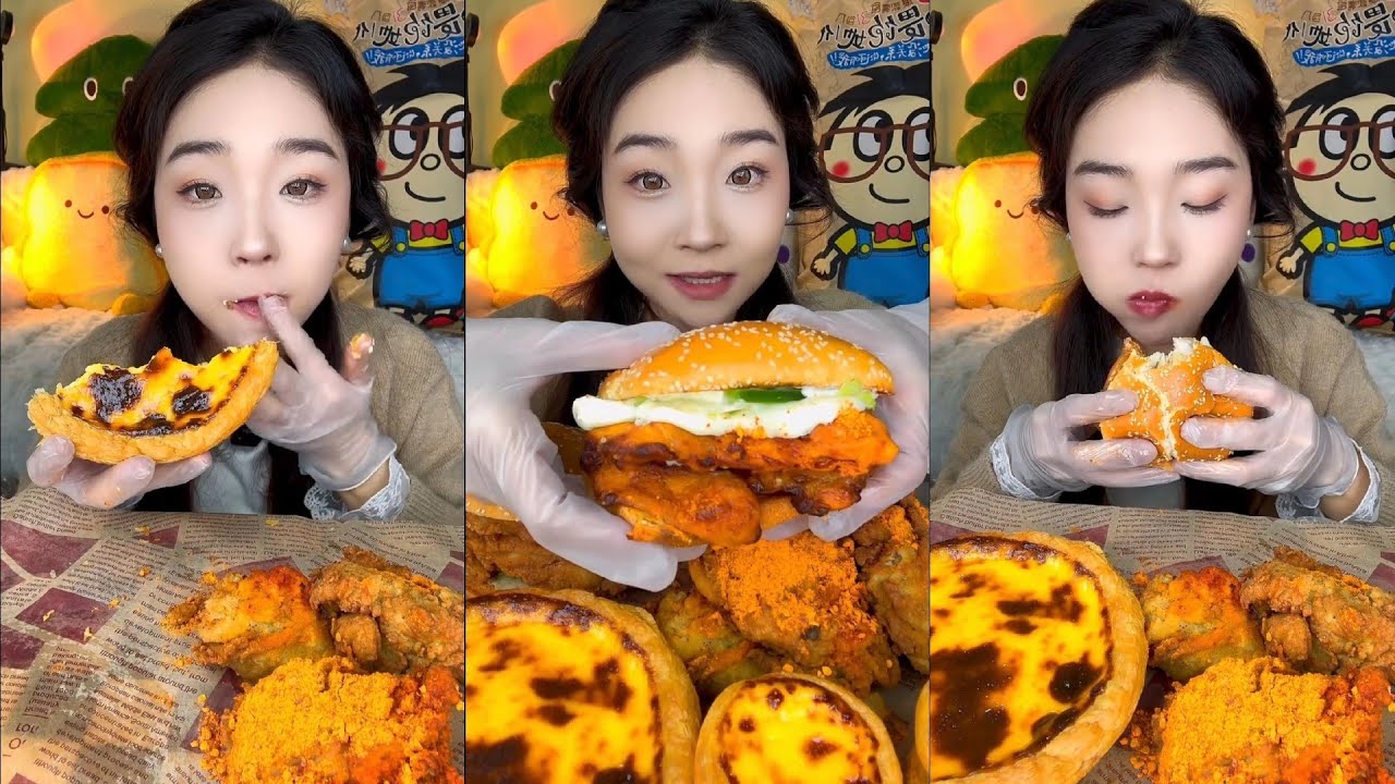 Burger & Crispy Chicken Mukbang 🍔🍗🔥 | Juicy & Crunchy ASMR Eating Show
