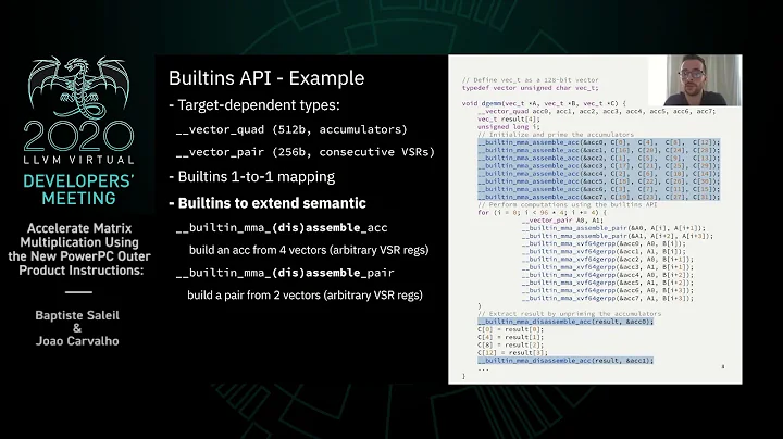 2020 LLVM Developers’ Meeting: B. Saleil & J. Carvalho “Accelerate Matrix Multiplication Using ...”