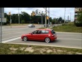 Civic hatchback with loud exhaust revving and flooring it
