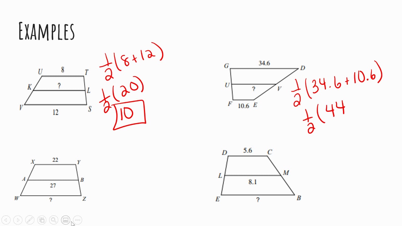 Midsegment Of A Trapezoid Worksheet Answers