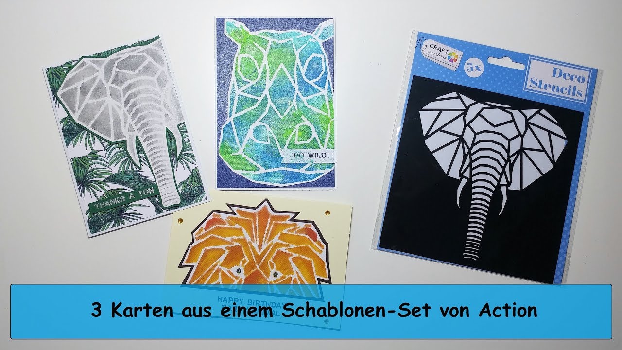 3 Karten 1 Schablonen Set von Action basteln / watch me craft / Pearl ...