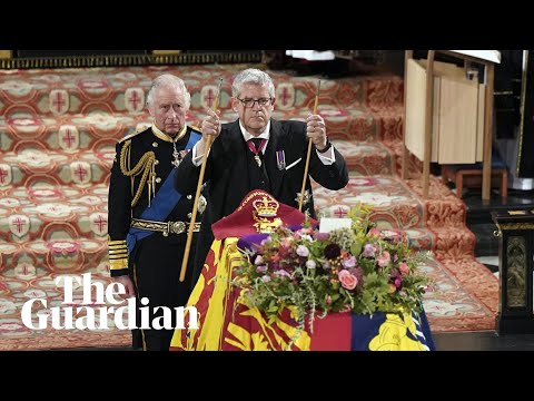 Lord Chamberlain Breaks Wand Of Office And Places It On Queen's Coffin