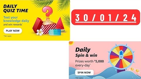 Daily Quiz Time Amazon 30 January 2023 | Daily Spin & Win Amazon | Amazon Daily Quiz Time |AmazonPay