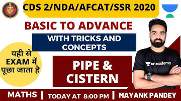 Pipe & Cistern | Some Handsome Questions | Zero to Hero | Numerical Ability | CDS 2020 Exam