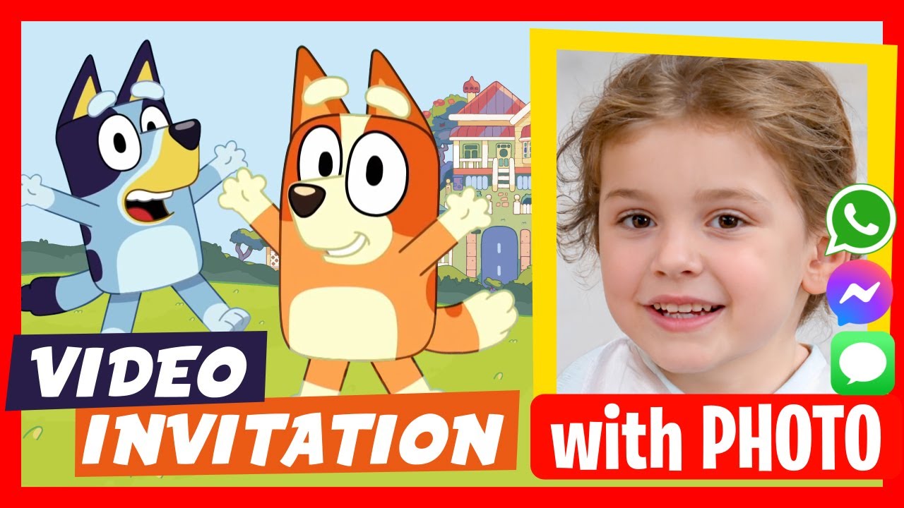 ► Create BLUEY AND BINGO INVITATION with your Photo | DIGITAL | WHATSAPP