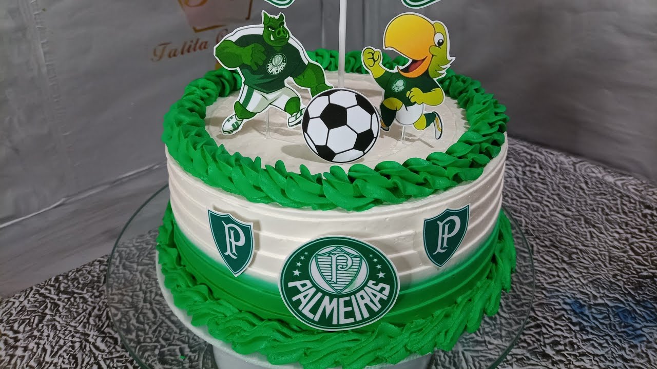 Bolo em chantilly com tema Palmeiras - YouTube