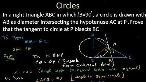 In a Right triangle ABC in which angle B=90° a circle is drawn with AB as diameter intersecting hypo