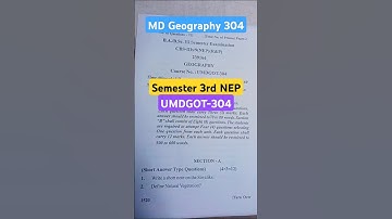 Geography MD 3rd Semester NEP university of jammu previous year question paper
