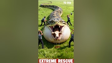 Brave Heroes Save Hyperactive Mother Cow, Baby Cow from Giant Python’s Terrifying Attack #python