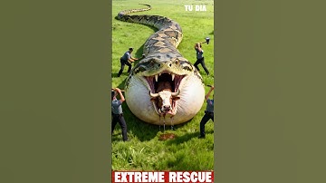 Brave Heroes Save Hyperactive Mother Cow, Baby Cow from Giant Python’s Terrifying Attack #python