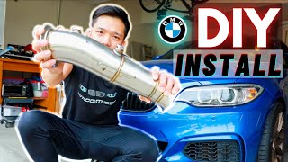 BMW N55 Downpipe INSTALL DIY | VRSF Straight Pipe m235i | Sound Clips
