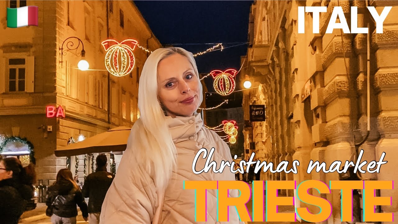 Trieste Christmas Night Walk 4K 🎄✨ | Festive Streets & Christmas Market in Italy