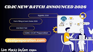CDAC New Batch Announced 2026 | CDAC 2026 Notification | CCAT Exam Dates 2026 | CDAC Admission 2026