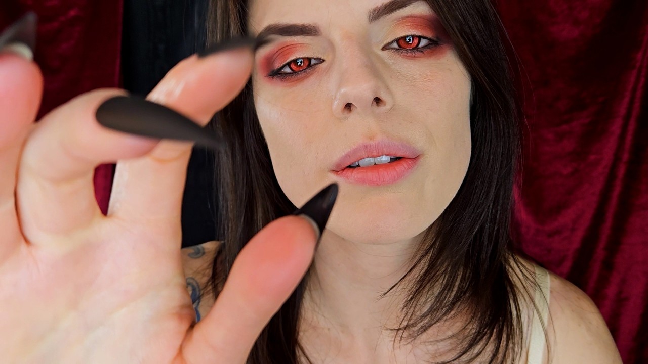 ASMR Lens Tapping | Long Pointy Fake Nails | Vampire Ballerina Rose