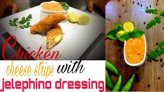 Chicken cheese strips with jelephino dressing | Chicken cheese strips recipe by faraz kitchenette