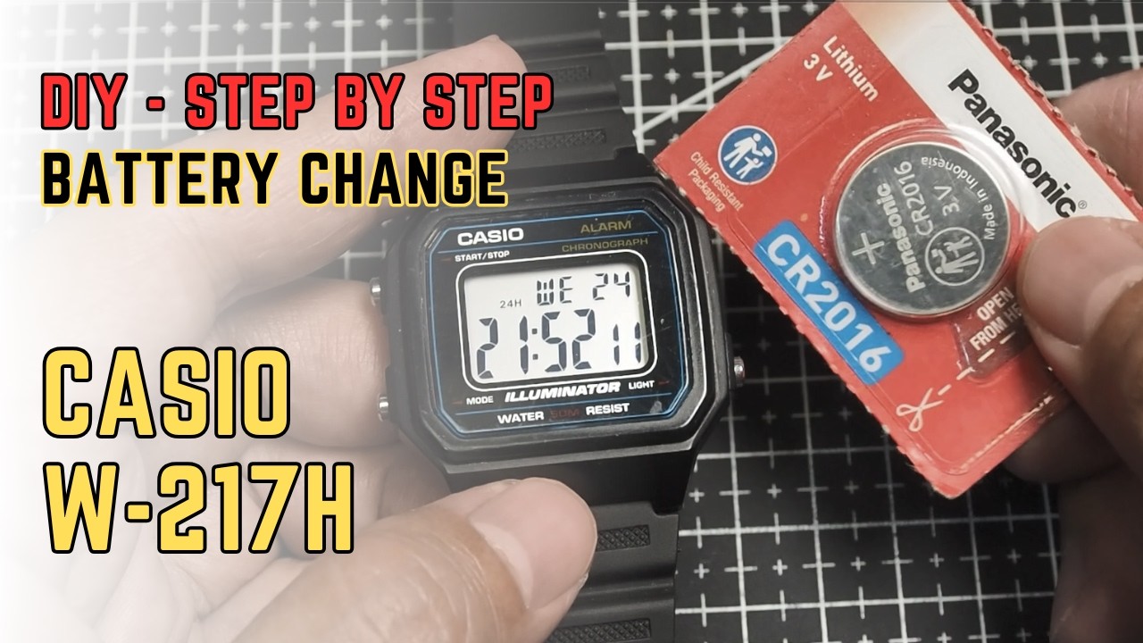 How to Change Casio W-217H Battery and AC Reset (Module 3454) | CR2016 ...