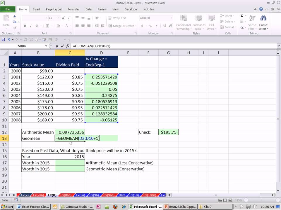 Excel Finance Class 97: Using Geometric Mean & Arithmetic 