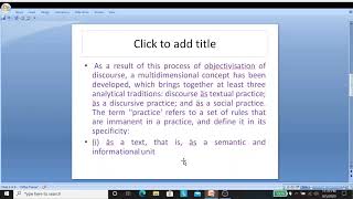 Foucault and Discourse Analysis