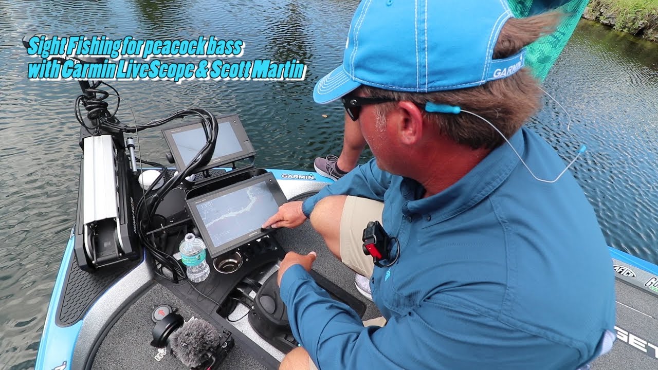 Sight fishing with Garmin LiveScope for Peacock Bass with Garmin Pro Scott  Martin 