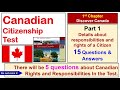 Canadian Citizenship Test Part 1 English | Responsibilities and rights of a Canadian Citizen #canada