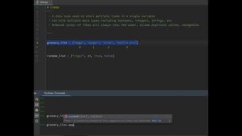 Lists - Python Tutorial (includes append, remove, index, count, insert, and pop methods)
