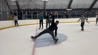 FIRST TIME TRYING TO LEARN THE V SLIDE ON ICE