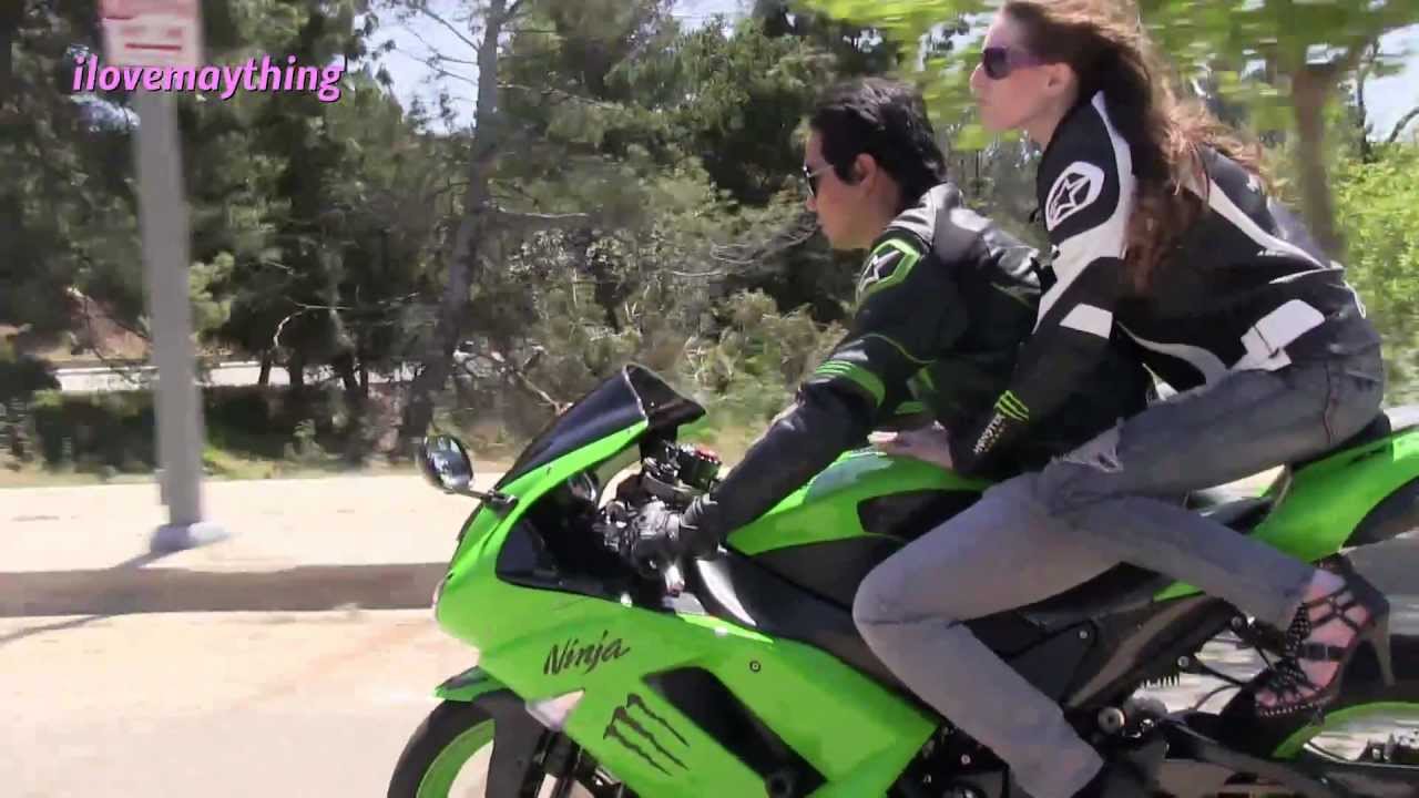 Hubby Tracy riding a Kawasaki NINJA Super Sportbike 
