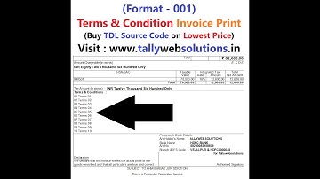 (Buy TDL Source Code Only Rs. 50) Terms & Condition Invoice Print in Tally Prime (Format - 001)