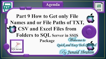 Part 9 Get only File Names and or File Paths of TXT, CSV and Excel Files from Folders to SQL Server