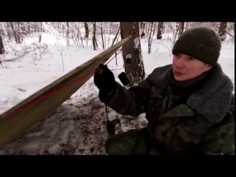 Навес из плащ-палатки с подвесом для мелочей