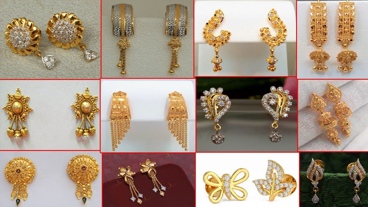 Latest Amazing Different Style of Gold Earrings | Daily Wear Gold Stud ...