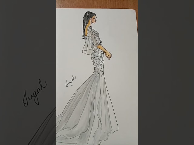Bridal fashion sketch #shorts #youtubeshorts #fashionillustration #pencildrawing #creativity