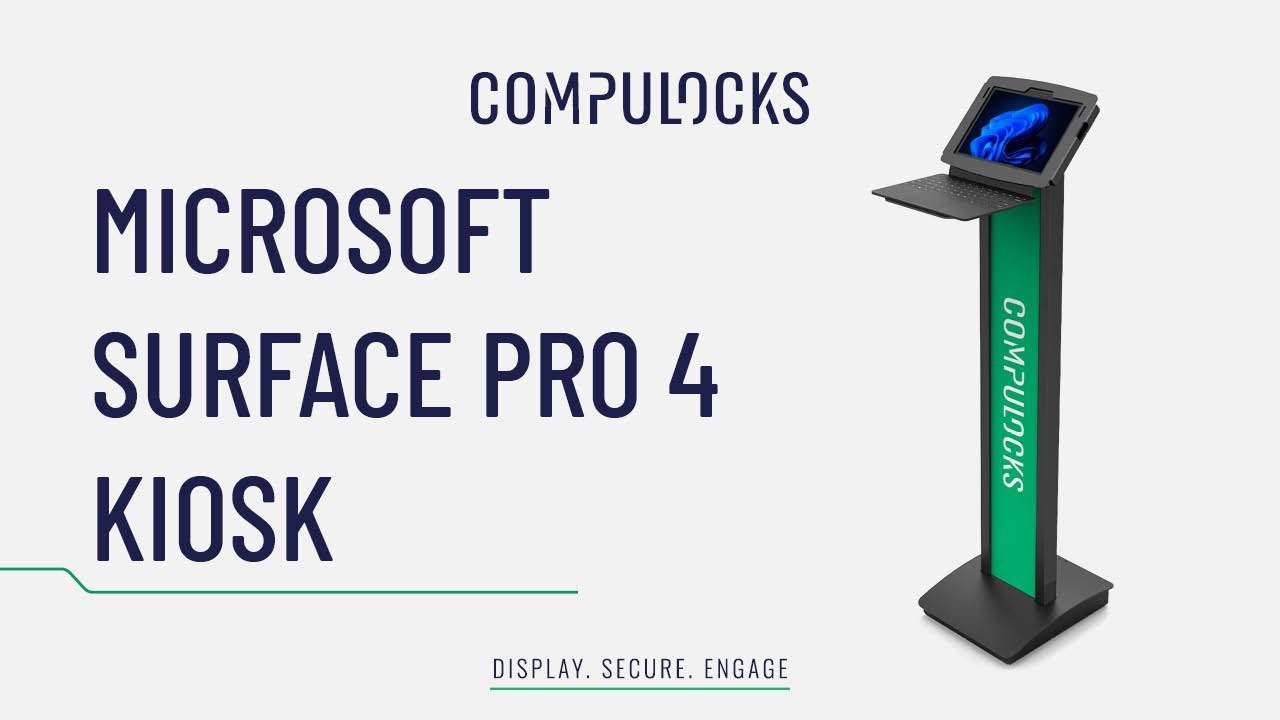 New Microsoft Surface Pro 4 Kiosk - Secure Surface Pro Floor Stand with Integrated Keyboard