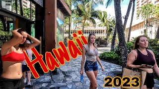 Waikiki beach, Honolulu city, Hawaii/ Sunday walk / Surfing paradise [4K] 2022