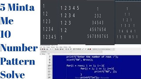5 Minta Me 10 Number Pattern Solve || C Program to Print Pyramids and Number || codingtutorial