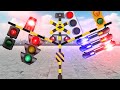 【踏切アニメ】パトカーランプと信号を光らせて目立つ踏切 | railroad crossing police car lights and signals ふみきりカンカン 列車 電車 train