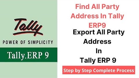 Find And Export All Party Address In Tally Erp9