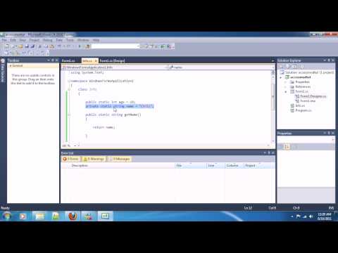 C# Tutorial #9: Public, Private, and Static