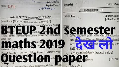BTEUP Applied Mathematics 2nd sem. 2019 Question paper | #PolyGuru G