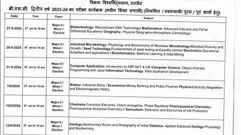 #viralvideo # BSc 2nd year ka  exam time table # vikram university 📚📖📕 #best of luck all student ☺️👍