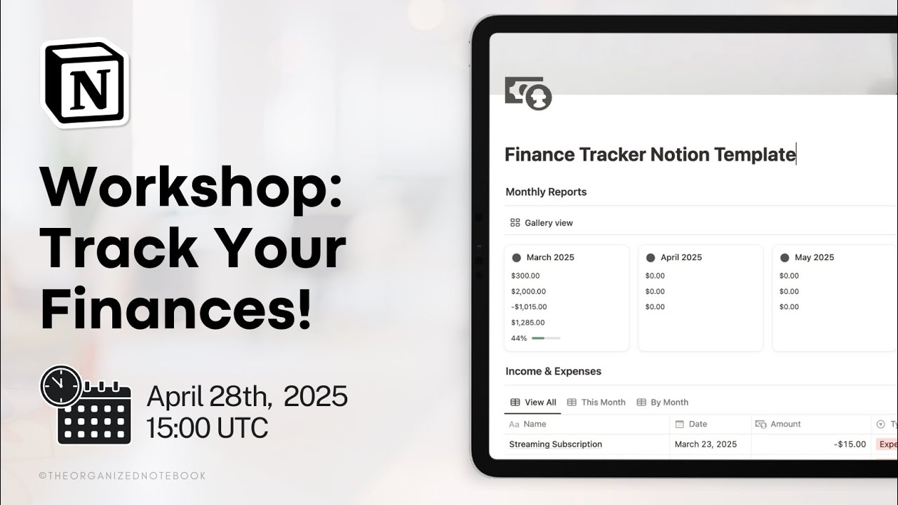 Notion Masterclass: Finance & Budget Tracking with Notion - YouTube