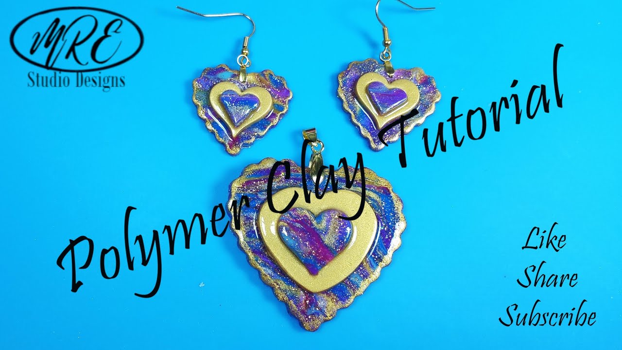 Polymer Clay Heart Pendant and Earrings Tutorial - YouTube