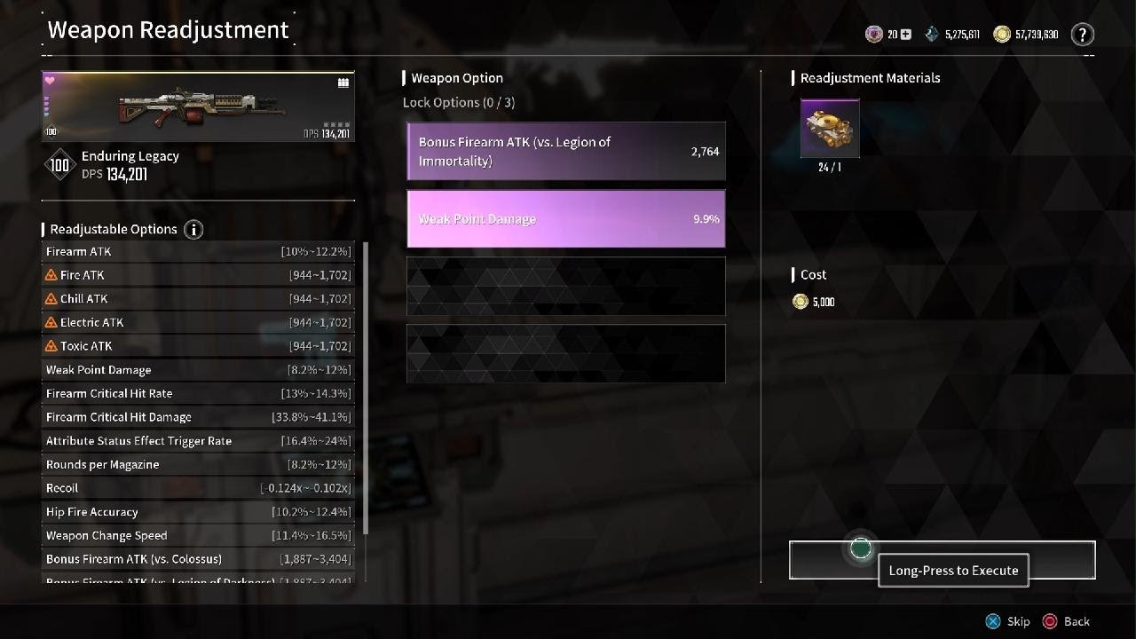 The First Descendant Enduring Legacy weapon adjustment