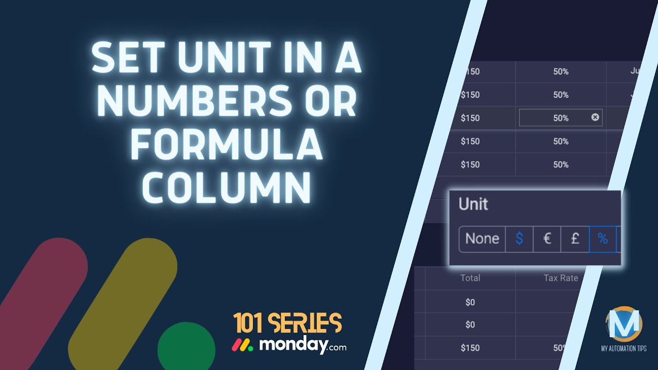 Monday 101 - Setting Units for Numbers and Formula Columns