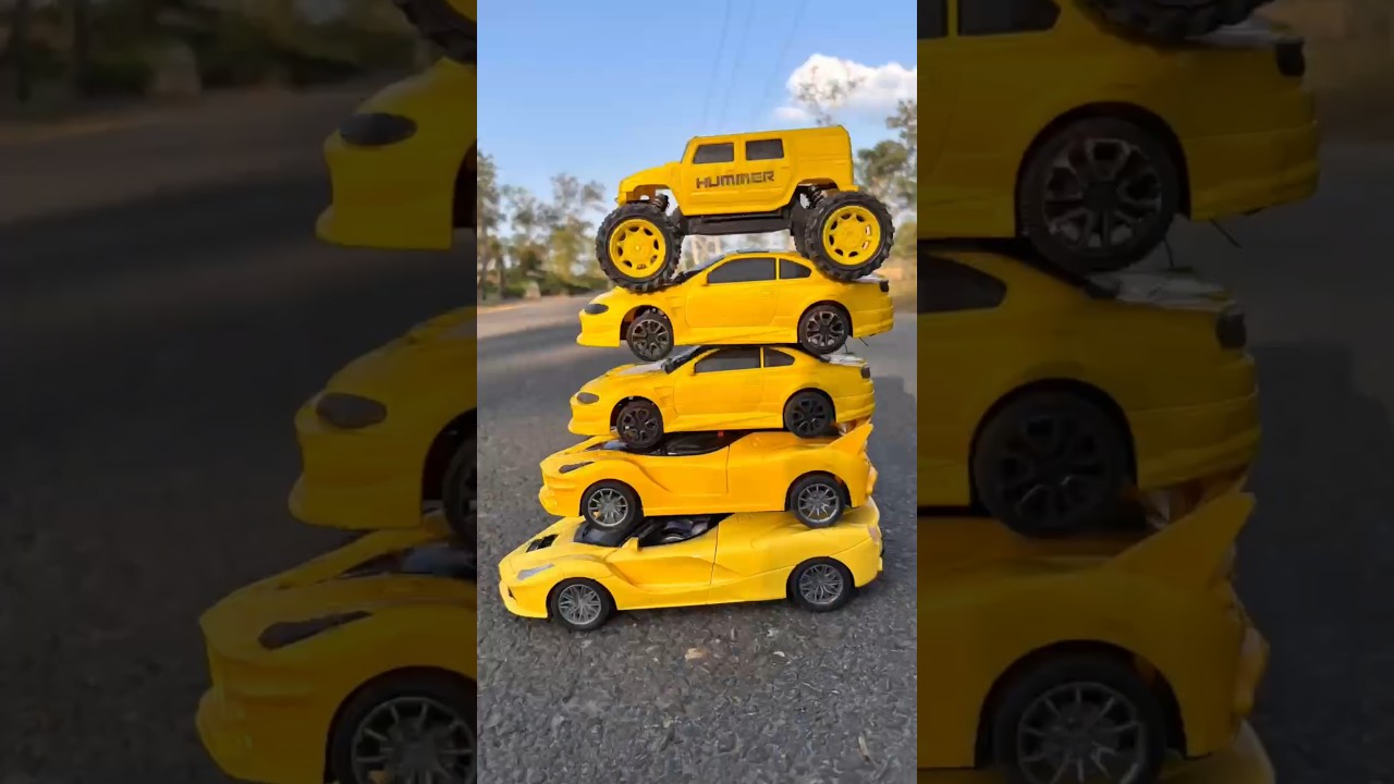 Best Four Yellow Rc Remote Control Car And One Hummer Super pawer test 